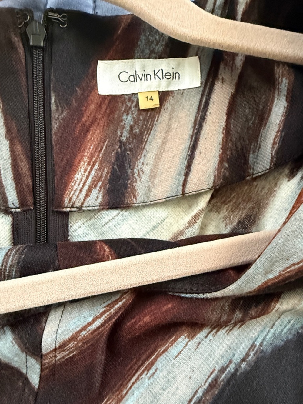 Calvin Klein Brown, Black & Ivory Abstract Midi Dress - Picture 2 of 4